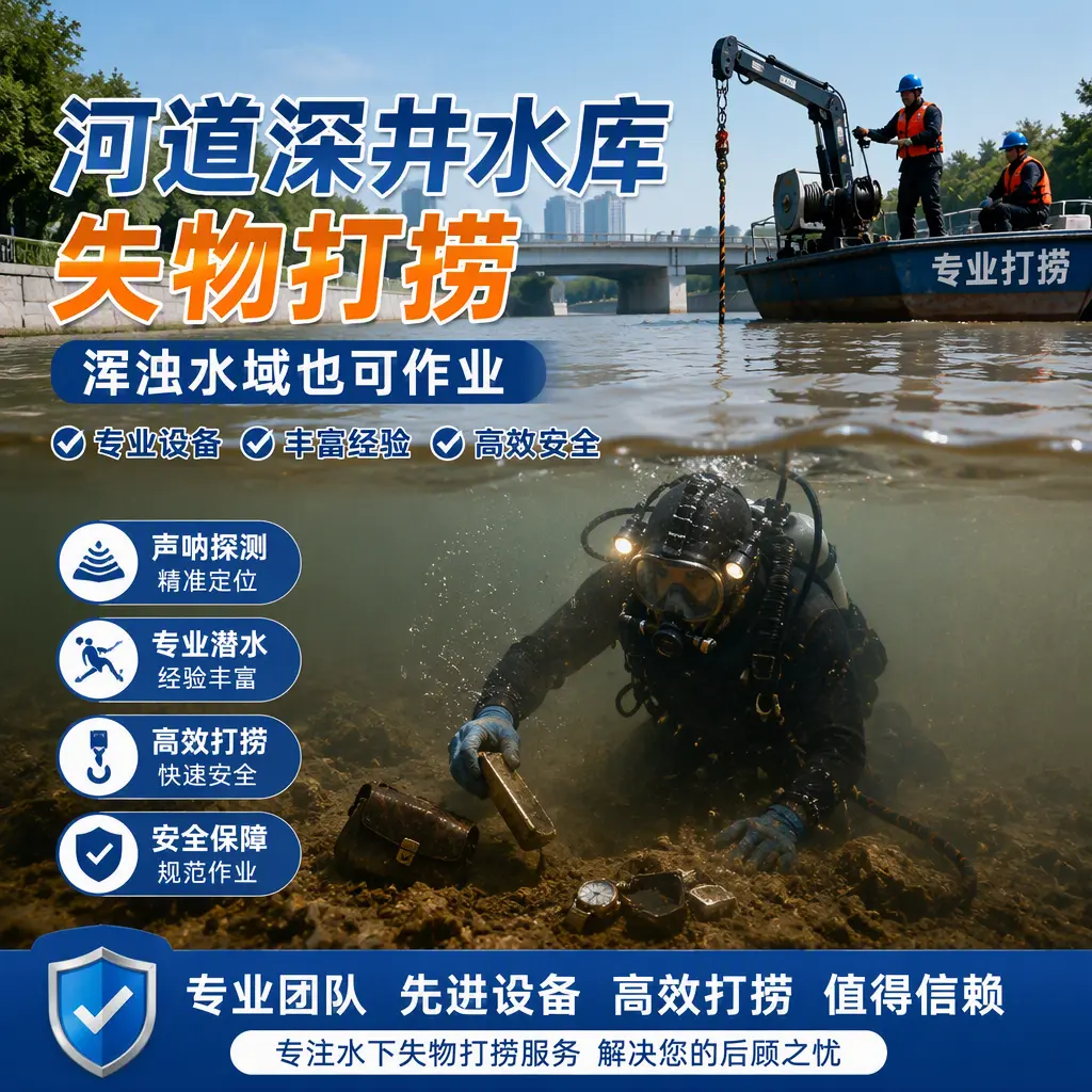 河道深井水库失物打捞，浑浊水域也可作业武宁