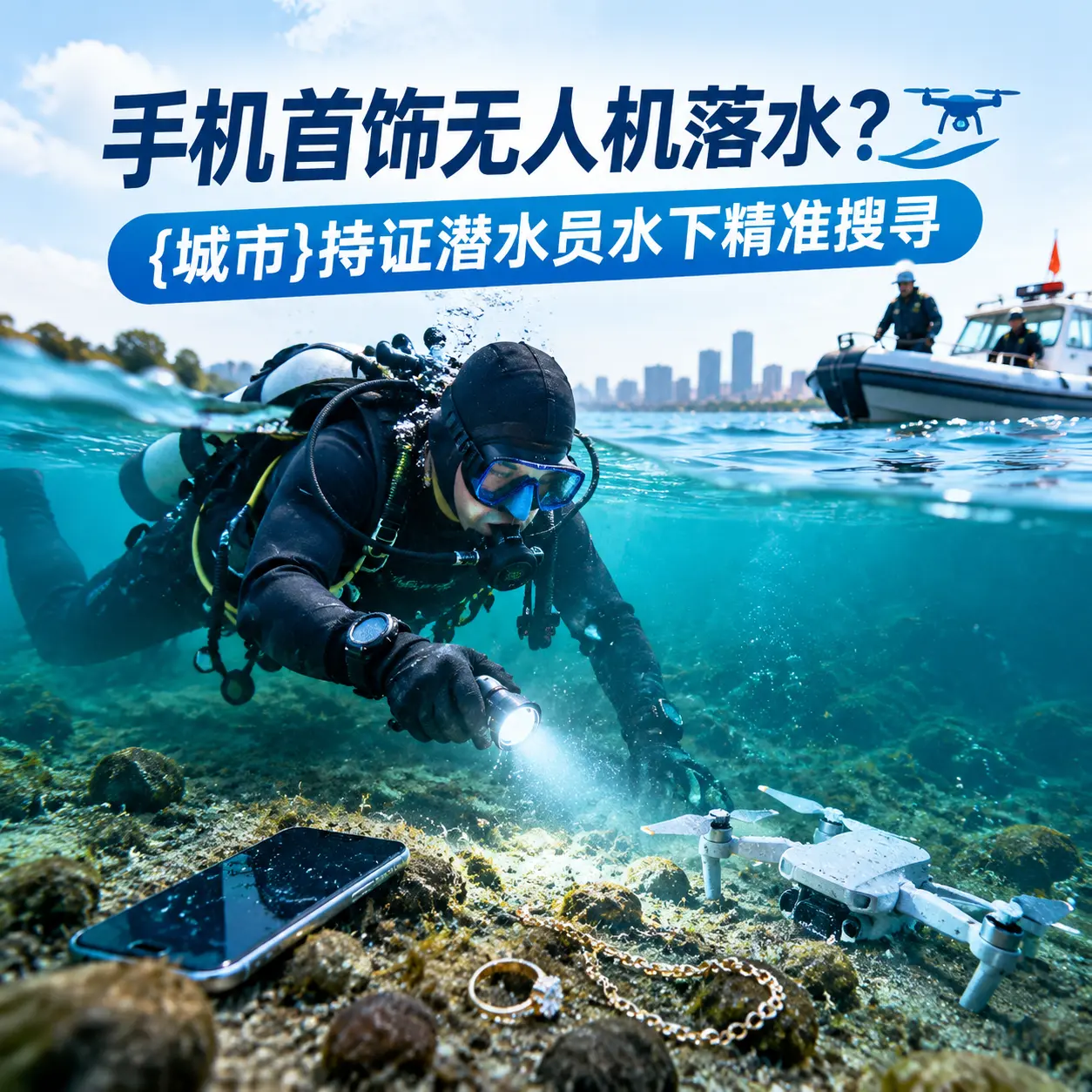 手机首饰无人机落水？武宁持证潜水员水下精准搜寻